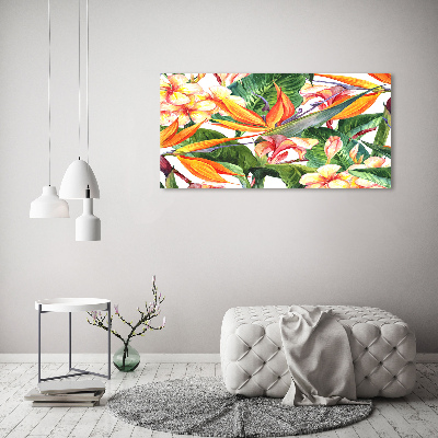 Quadro in vetro acrilico Fiori tropicali