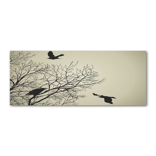 Quadro in vetro acrilico Corvi su un albero