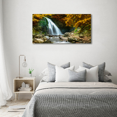 Quadro vetro acrilico Cascata nella foresta