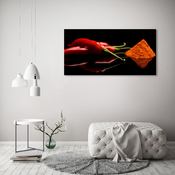 Quadro in vetro acrilico Peperoncino e pepe di Cayenna