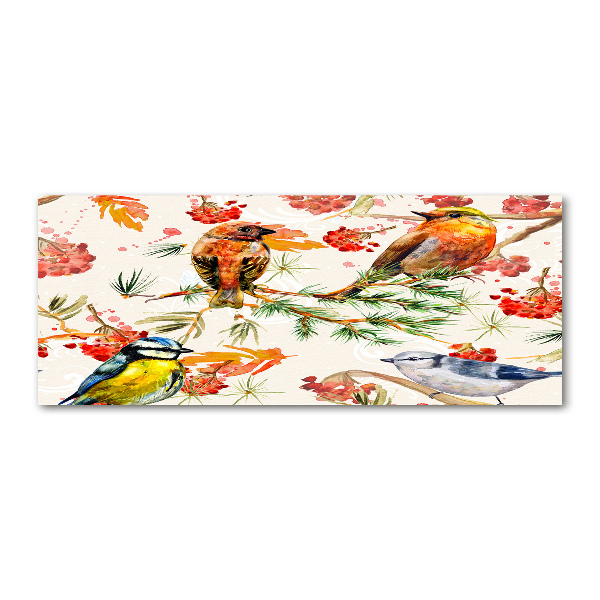 Quadro in vetro acrilico Conifere e uccelli