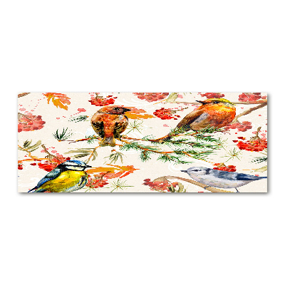 Quadro in vetro acrilico Conifere e uccelli