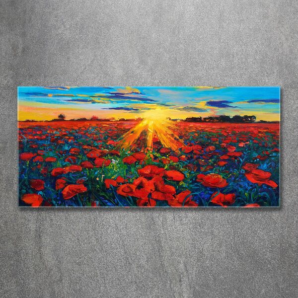 Quadro su vetro acrilico Campo di papaveri