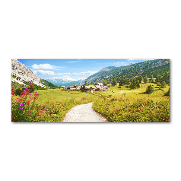 Quadro in vetro acrilico Pascoli nelle Alpi