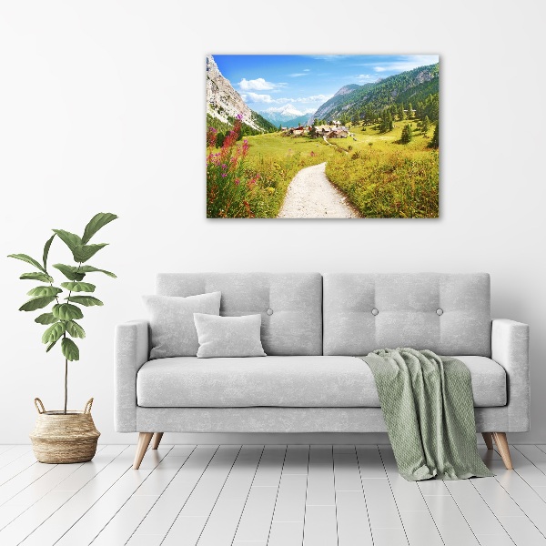 Quadro in vetro acrilico Pascoli nelle Alpi