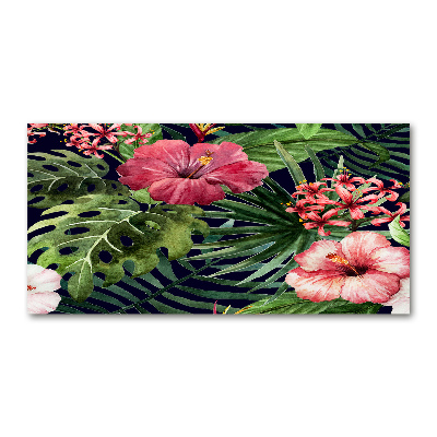 Quadro su vetro acrilico Fiori tropicali
