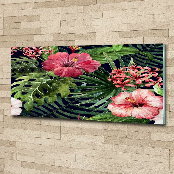 Quadro su vetro acrilico Fiori tropicali