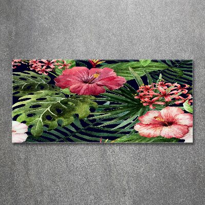 Quadro su vetro acrilico Fiori tropicali