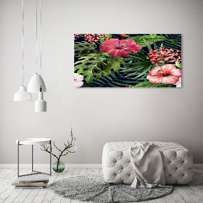 Quadro su vetro acrilico Fiori tropicali
