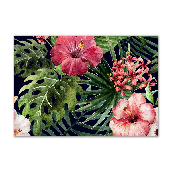 Quadro su vetro acrilico Fiori tropicali