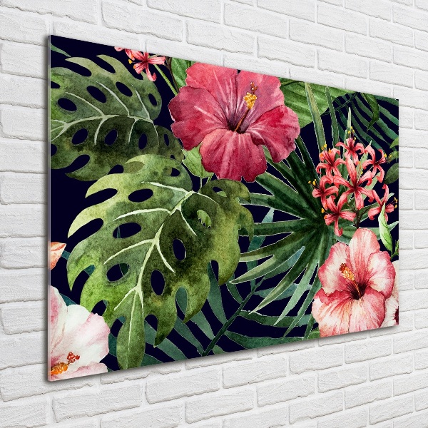 Quadro su vetro acrilico Fiori tropicali