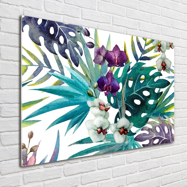 Quadro in vetro acrilico Fiori tropicali