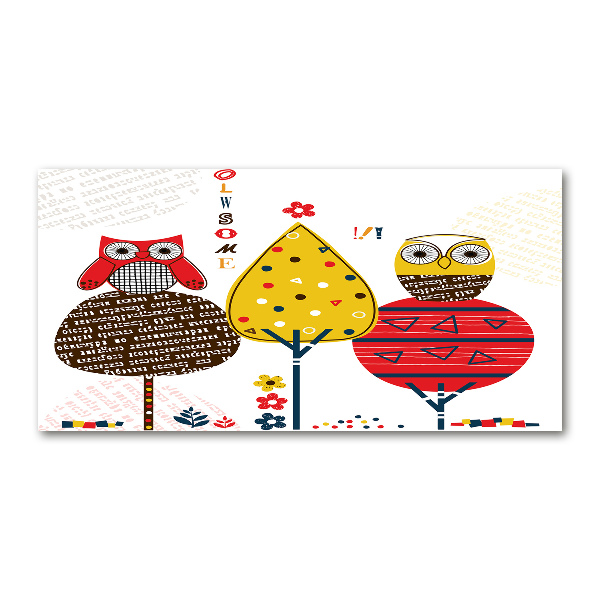 Quadro su vetro acrilico Gufi su un albero