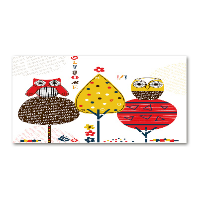 Quadro su vetro acrilico Gufi su un albero