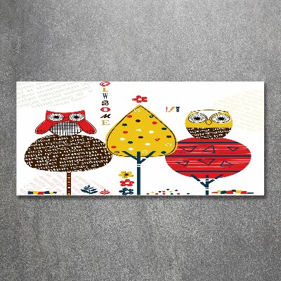 Quadro su vetro acrilico Gufi su un albero