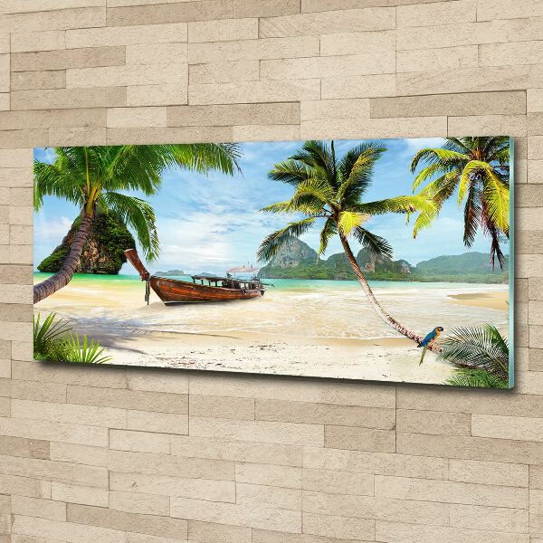 Quadro vetro acrilico Palme sulla spiaggia