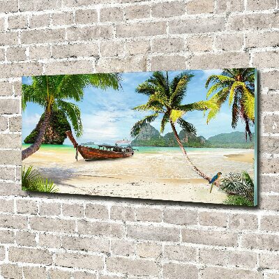 Quadro vetro acrilico Palme sulla spiaggia