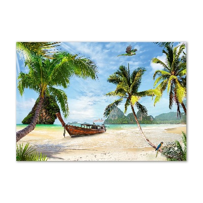 Quadro vetro acrilico Palme sulla spiaggia