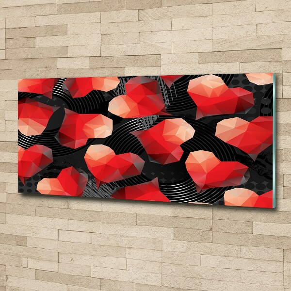 Quadro vetro acrilico Cuori geometrici