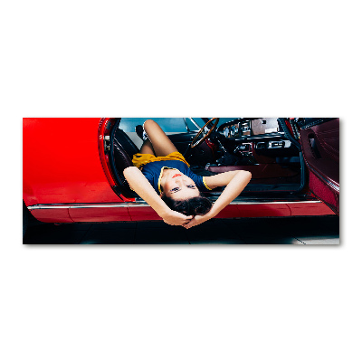 Quadro vetro acrilico Donna in macchina