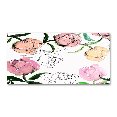 Quadro su vetro acrilico Boccioli di peonia