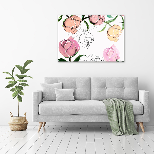 Quadro su vetro acrilico Boccioli di peonia