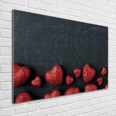 Quadro vetro acrilico Cuori sulla scacchiera