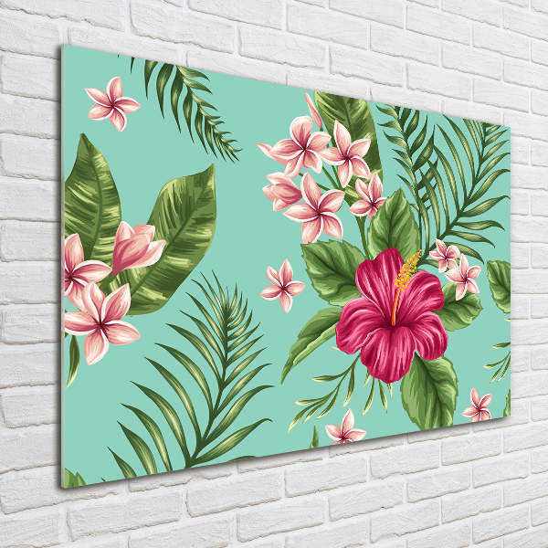 Quadro in vetro acrilico Fiori hawaiani