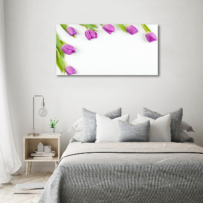 Quadro su vetro acrilico Tulipani viola