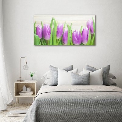 Quadro su vetro acrilico Tulipani viola