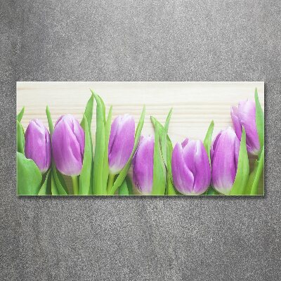 Quadro su vetro acrilico Tulipani viola