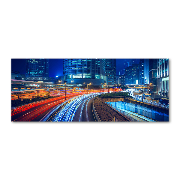 Quadro in vetro acrilico Hong Kong di notte