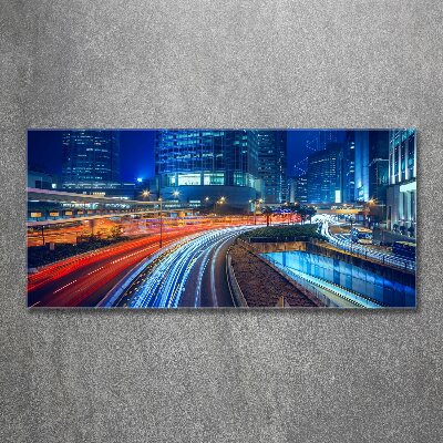 Quadro in vetro acrilico Hong Kong di notte