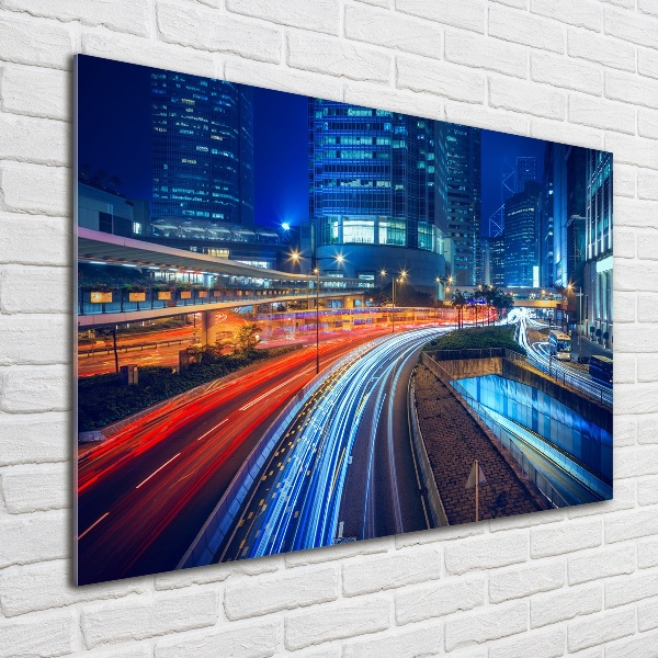 Quadro in vetro acrilico Hong Kong di notte