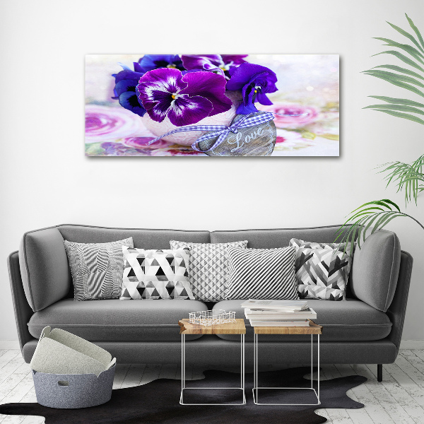 Quadro in vetro acrilico Viole del pensiero viola