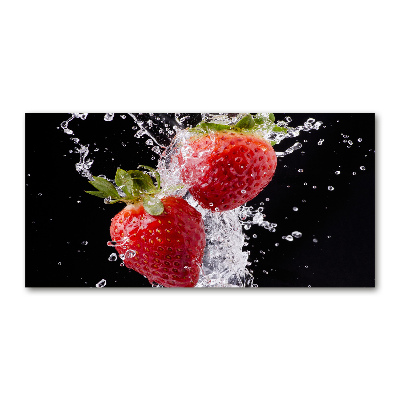 Quadro in vetro acrilico Fragole e acqua