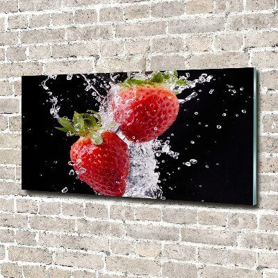 Quadro in vetro acrilico Fragole e acqua