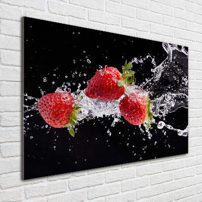 Quadro in vetro acrilico Fragole e acqua