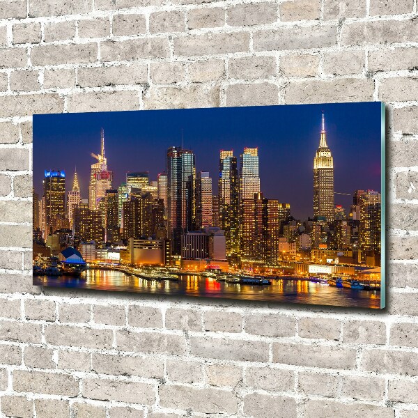 Quadro su vetro acrilico Manhattan di notte