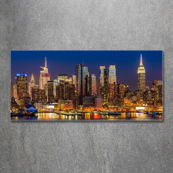 Quadro su vetro acrilico Manhattan di notte
