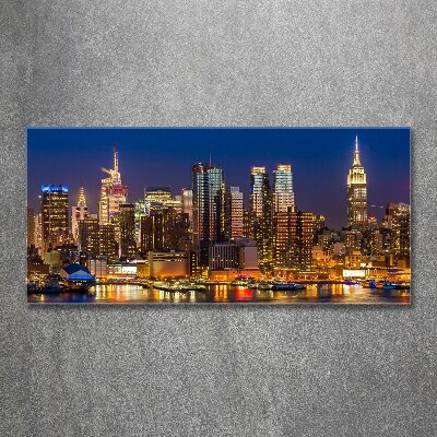 Quadro su vetro acrilico Manhattan di notte