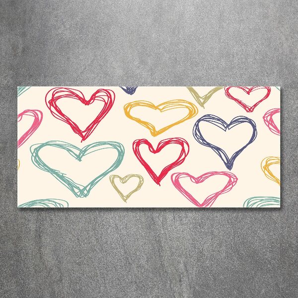 Quadro in vetro acrilico Cuori colorati