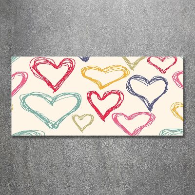 Quadro in vetro acrilico Cuori colorati