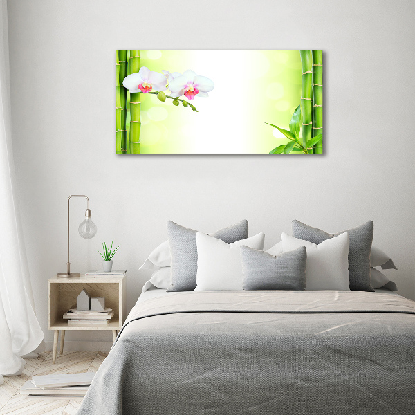 Quadro vetro acrilico Orchidea e bambù
