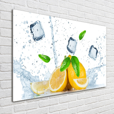 Quadro in vetro acrilico Limoni con ghiaccio