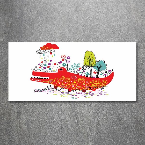 Quadro vetro acrilico Coccodrillo colorato