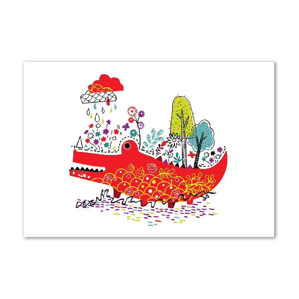 Quadro vetro acrilico Coccodrillo colorato