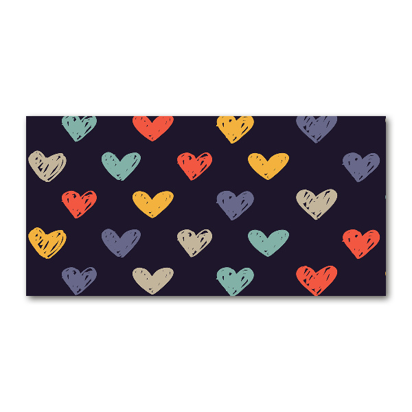 Quadro su vetro acrilico Cuori colorati