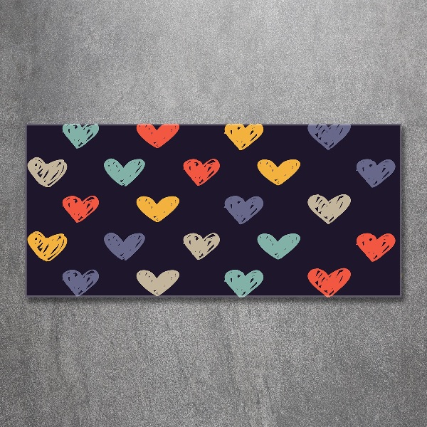 Quadro su vetro acrilico Cuori colorati