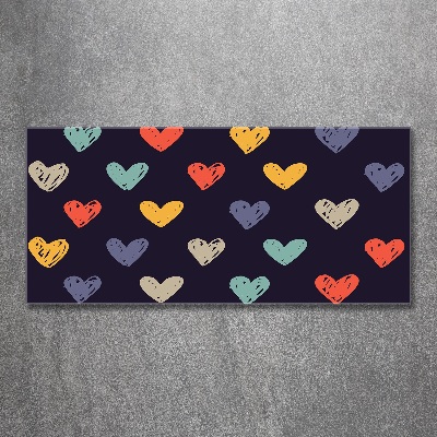 Quadro su vetro acrilico Cuori colorati